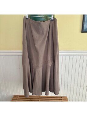 Larry Levine Woman Stretch Taupe Maxi Skirt 20W Polyester Rayon Blend Elastic Wa